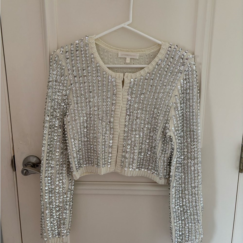 LoveShackFancy Sequin and Pearl Cardigan (Never Worn)